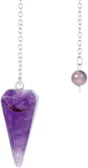lifactlab. 天然石 ペンデュラム パワーストーン ダウジング 占い 振り子 チェーン付き 六角錐(アメジスト)
