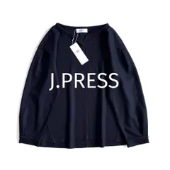 ◆タグ付き◆ J.PRESS ジェイプレス ウール100 クルーネック ニットカットソー S 紺 シンプル 上品