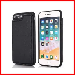 落下保護 軽量 手帳型 手帳型 ケース（ブラック）アイフォン7プラス 擦り傷防止 アイフォン8プラス高級 耐衝撃 PU革 全面保護 背面 新型 財布型 IC ケース カード 用 収納 /8PLUS スタンド機能 7PLUS ケース 】iPhone iPhone