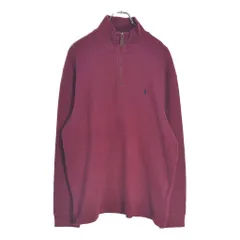 Polo by Ralph Lauren ポロ ラルフローレン ハーフジップ コットンセーター ワインレッド(メンズ XL)中古 古着 V6631