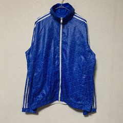 adidas Originals ジャケット ブルー バイカラー リバーシブル トレフォイル 全面ロゴ ビッグサイズ レアデザイン【メンズL】