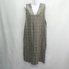 ◇ ⊂ URBAN RESEARCH DOORS タータンチェック ノースリーブ 膝下 ワンピース サイズM ブラウン系 レディース E  【1409240023524】