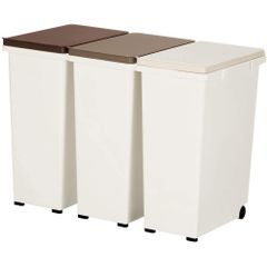 分別ゴミ箱 3個組2Lタイプキャスター付き おしゃれなカラーふたのダストボックス 分別･連結できる LIFELEX ブラウン オリジナル コーナン
