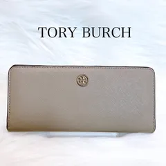 トリーバーチ　長財布　サフィアーノ　レザーウォレット　ベージュ　ラウンドロゴ