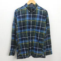 G■トミーヒルフィガー/TOMMYHILFIGER 長袖BDシャツ/チェック柄【L】緑青/men's/134【中古】■