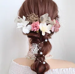⑰ ウェディング ベッドアクセサリー  ピンク  白  髪飾り  結婚式 フラワー ヘッドパーツ 花嫁 前撮り 卒業式 成人式