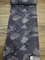 超美品 本染浴衣 有松絞り 浴衣 反物 紺 青 白 夏物 着物 クモ縛り1204