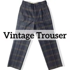 Vintage Full Mac タックワイドパンツ タータンチェック柄 ネイビー ウエスト73