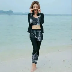 Lサイズ★レディース ラッシュガード 5点セット スポーツ セパレート 水着