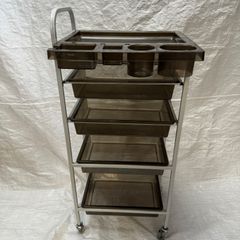 【中古】キャスター付きワゴン　サイドトレー付き！　理美容室にどうぞ♬