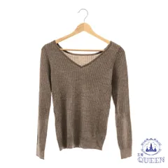 【訳アリ】 INED イネド トップス カットソー Vネック シンプル 長袖 リブ レディース ブラウン 9 901-11294 送料無料 古着