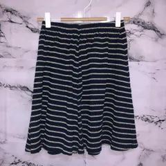 フレアスカート　ミニ丈　【M】　紺　ゴールド　ボーダー　タオル地　オシャレ　定番