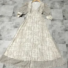 【美品】AMERI　MEDI PLACE EMBROIDERY DRESS　Sサイズ　ベージュ　刺繍　レース　デコルテライン　ワッシャー加工　羽織り　ヴィンテージ　インナーあり