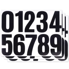 【特価商品】数字 シール 大きい アルファベット ステッカー 番号 ナンバーシール文字シール 防水 白 黒 ブラック ホワイト 3枚セット (4インチ ブラック 数字)
