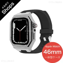 【Apple Watch Series 11/10・46mm】バンド アップルウォッチ カバー ベルト シリコン ステンレス ケース 一体型 セット 防水 おしゃれ 高級（シルバー/ブラック）❷