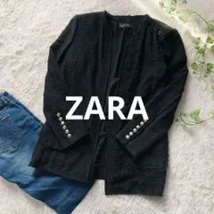 ZARA WOMAN ビジュー付き カットオフ ツイード ノーカラージャケット オケージョン ザラウーマン ラインストーン US Lサイズ