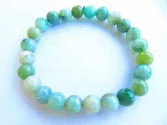 糸魚川翡翠氷種淡い青8mmと切子水晶のブレスレット18玉