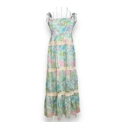 【最終お値下げ】ノーブランド　no brand　胸元シャーリングキャミソールワンピース　リゾート