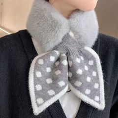 フェイクファーマフラー　可愛いティペット　グレー