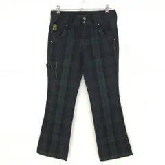 【美品】エドウィンゴルフ パンツ ダークグリーン×黒 チェック ティー装着可 レディース M ゴルフウェア EDWIN GOLF