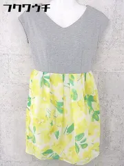 ◇ LIMITLESS LUXURY 総柄 切替 ノースリーブ ミニ チュニック ワンピース サイズ36 グレー イエロー レディース 【中古】 【1002802295003】