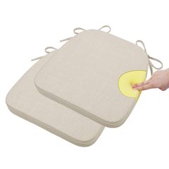 2枚セット(アイボリー) ひも付きざぶとん 滑り止め 43×40×4cm厚み お尻が痛くならないクッション フロアクッション 馬蹄型座布団 ダイニングチェアクッション チェアパッド ぷりぷり弾力性高反発 椅子用クッション クッション 座布団 TanYoo