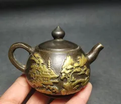 銅製 五牛銅壷 徳利 茶壺 茶道工芸品 置物 銅器 姜太公釣魚 徳利 急須 茶道具 工芸品 美術品 置物 高野昭