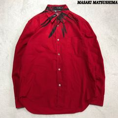 Masaki Matsushima ドレスシャツ ロングスリーブシャツ 長袖シャツ ワイシャツ ペンキ加工 2サイズ レッド 赤 マサキマツシマ