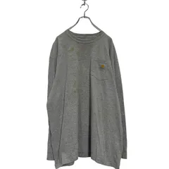 carhartt 長袖 ロゴTシャツ 2XL グレー カーハート ビッグサイズ 無地 ポケット ロンT ロングTシャツ 古着卸 アメリカ仕入 a603-5467