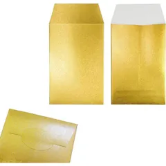 金の封筒 金の封印シール付 艶消しゴールド 日本製 51x82mm 万円袋 金封【10枚セット】 (小) ポチ袋 お年玉袋 お祝い袋 寸志袋
