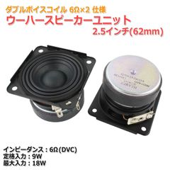 【2個セット】超レア！コルゲーションエッジ＆ダブルボイスコイル ウーハースピーカーユニット2.5インチ(62mm) 6Ω(DVC)/MAX18W[スピーカー自作/DIYオーディオ]　商品コードS0474