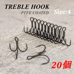 【Size:4】チタンコーティング トレブルフックMH 20個セット ルアー メタルジグ 防錆 トリプルフック ミノーのサムネイル
