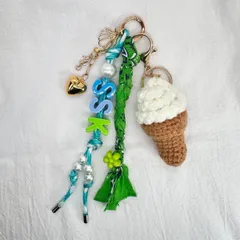 カスタム　バッグチャーム じゃらじゃらキーホルダー チャーム アイスクリーム バンダナ ハート キーチェーン ハンドメイド カスタム Bagcharm charm keychain