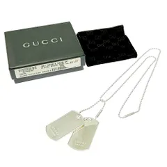 美品　グッチ　ネックレス　ダブル　ドッグタグ　ボールチェーン　シルバー GUCCI グッチ ネックレス ドッグタグ ダブルプレート ボール