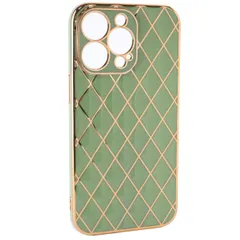 iPhone13 Pro ケース アイフォン13プロ  キルティング調 メタリック TPU ソフト ケース 【Color】 グリーン