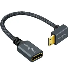 Twozoh 上向きメス HDMI-ミニアダプターケーブル 0.2M ナイロン編組 270° HDMI(メス)-ミニ(オス)延長ケーブル 3D/4K 1080p対応
