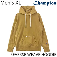 【USED／メンズXL】CHAMPION リバースウィーブ フーディ ビッグロゴ マスタード