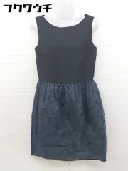 ◇ BALLSEY TOMORROWLAND 総柄 切り替え バックジップ ノースリーブ 膝丈 ワンピース サイズ38 ネイビー レディース 【中古】 【1105250004521】