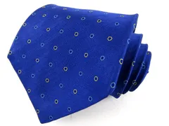 ランセル ブランドネクタイ ドット柄 サークル柄 シルク フランス製 ハンドメイド メンズ ブルー LANCEL 【中古】