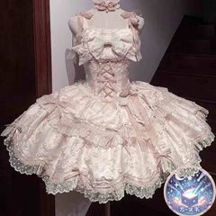 星【新品未使用】2025新作 Lolita オリジナルデザイン JSKワンピース - ロリータ風プリンセスドレス 蝶結び付き 甘ロリ洋装 お茶会/イベント/撮影会向け 単品