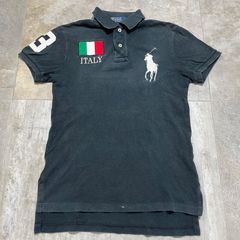 【90s】Polo by Ralph Lauren  ポロシャツ  S size  ポロラルフローレン  半袖  ビックポニー  刺繍ロゴ  イタリア ブラック  黒  古着