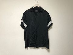本物リプレゼントREPRESENTキュプラ光沢サテンオープンカラー半袖シャツメンズサーフアメカジミリタリーストリートスケーターワークビジネススーツモードゴルフドレス黒ブラックSイギリス製