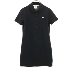 LACOSTE L!VE ラコステライブ 半袖 ポロ ミニワンピース 38 黒 鹿の子地 ストレッチ レディース 古着