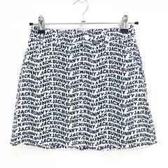 【超美品】ジャックバニー スカート 白×ネイビー ロゴ総柄 後裾プリーツ 内側インナーパンツ レディース 00(XS) ゴルフウェア Jack Bunny