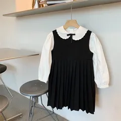 小熊のクローゼット　キッズ、ジュニア　女の子　白シャツ＆黒いジャンパースカート2点セット　フォーマル　受験面接　発表会　[110-140サイズ］ 送料無料