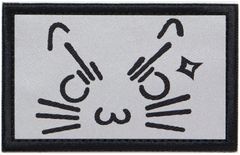 ワッペン ネコの顔 マジックテープ（ベルクロ・面ファスナー）着脱 猫のおもしろ反射素材パッチ キリッ顔