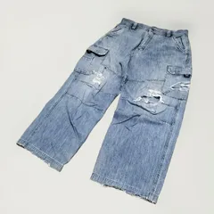 ☆90s OLD PIKO カーゴパンツ バギーデニム ジーンズ ジーパン ボトムス サイズXL W34〜35相当 ビンテージ オールド ピコ サーフ スケーター y2k ブランド古着 USED