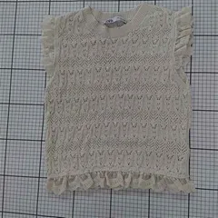 ◇ ⊂ ザラ 透かし編み レース ノースリーブ ニット カットソー サイズEUR S USA S MEX 26 ライトベージュ系 レディース E  【1509180009746】