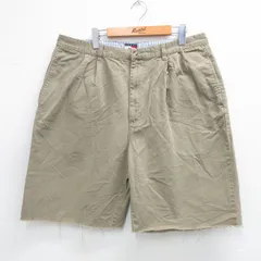 W37/古着 トミーヒルフィガー ショート ブランド パンツ ショーツ メンズ 90s コットン 濃ベージュ カーキ 25aug02 中古 ボトムス 短パン 
