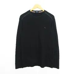 バーバリー ロンドン BURBERRY LONDON Tシャツ カットソー 長袖 クルー ロゴ 刺繍 コットン LL ブラック ※EKMのサムネイル